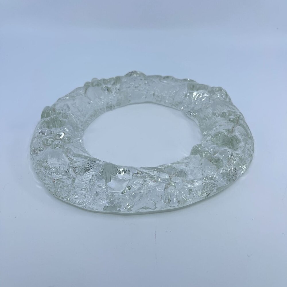 vintage vetreria etrusca clear glass christmas wreath candle holder madein italy